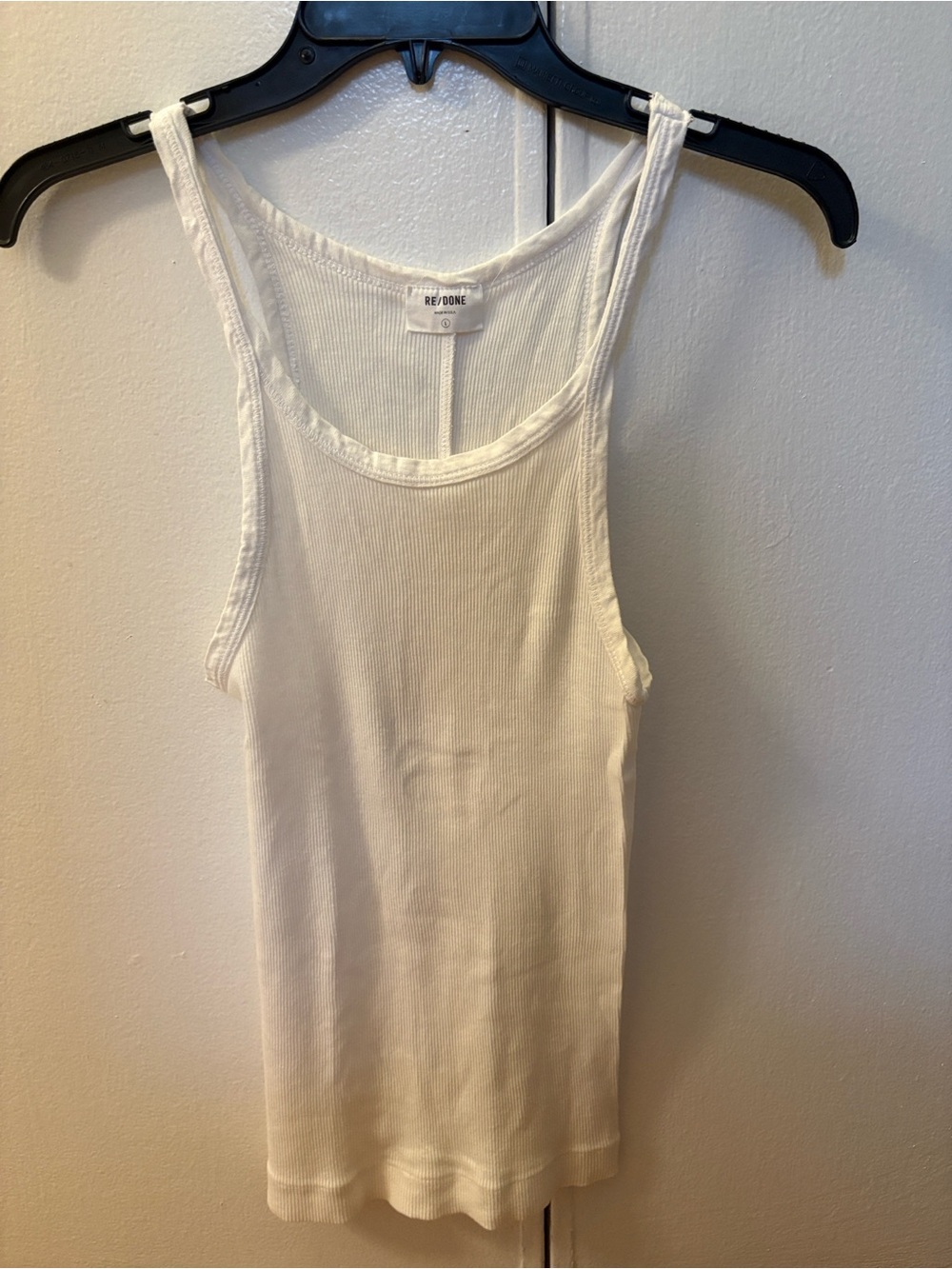 Re/Done White Ribbed Ribbed Tank Size Large - Picture 2 of 4